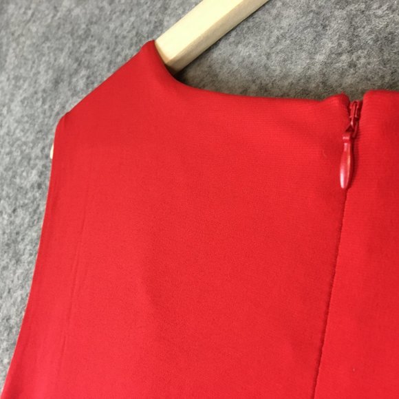 J Jason Wu Jumpsuit XL Solid Red Sleeveless City Knit Pockets Wide Leg Ruched - Picture 13 of 16